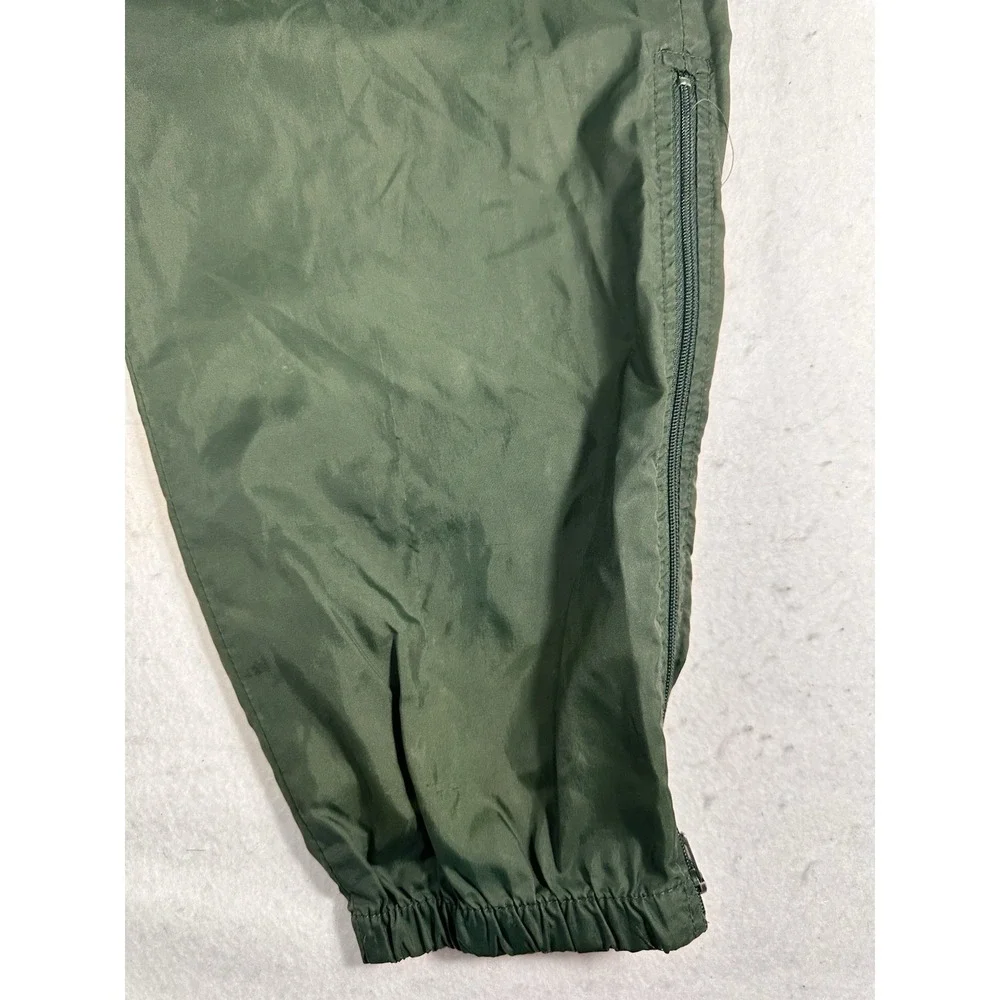 Nike Men's M Green Nylon Track Pants Drawstring Elastic Waist Zip Pockets Solid